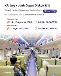 Diskon Tiket KAI 17 Agustus 2026, Cek Jadwal Kereta Antarkota dan Jabodetabek